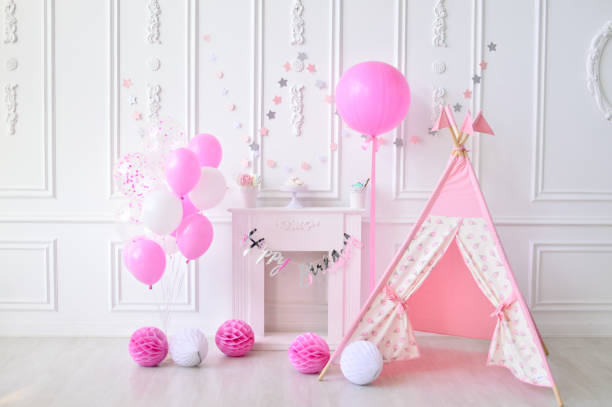 istock First birthday. Children birthday decoration. 1029283492