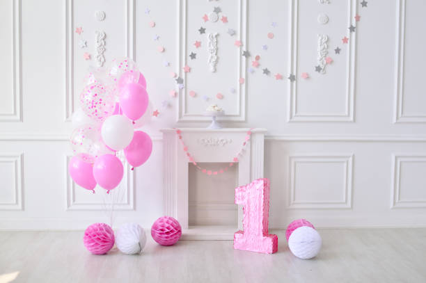 istock First birthday. Children birthday decoration. 1029283520