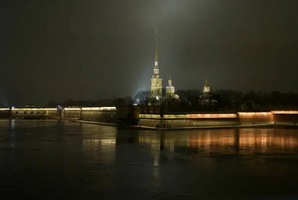 Photo of Peter and Paul Fortress and Cathedral at Night