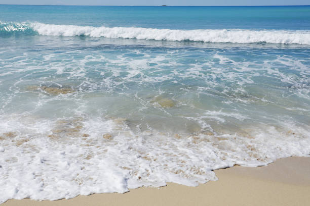 istock Sand and waves in Caribbean Beach, Antigua&Barbuda 1029290804