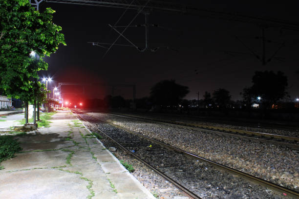 istock Railroad station at night 1029301704