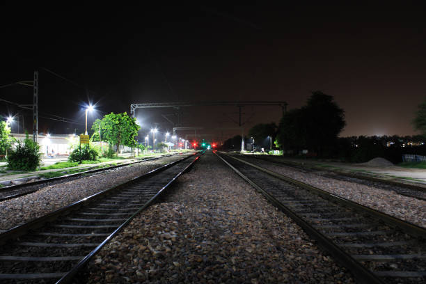 istock Railroad station at night 1029301734
