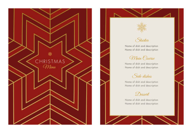 шаблон рождественского меню с геометрической снежинкой - sale holiday christmas ornament red stock illustrations