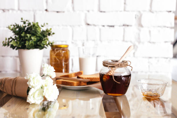 istock Toast with Milk and Honey for Breakfast 1029316658