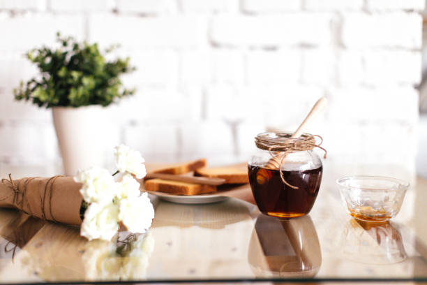 istock Toast with Milk and Honey for Breakfast 1029317276
