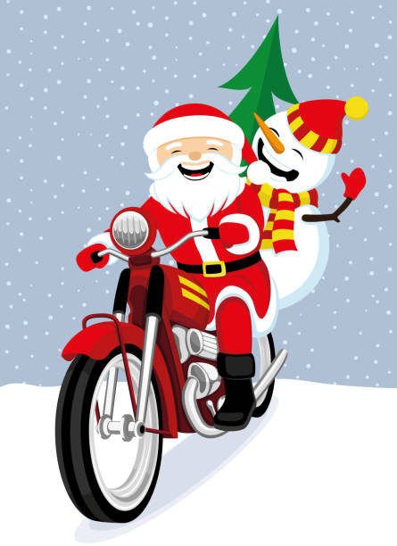 istock Cheerful Santa Claus and snowman. 1029322956