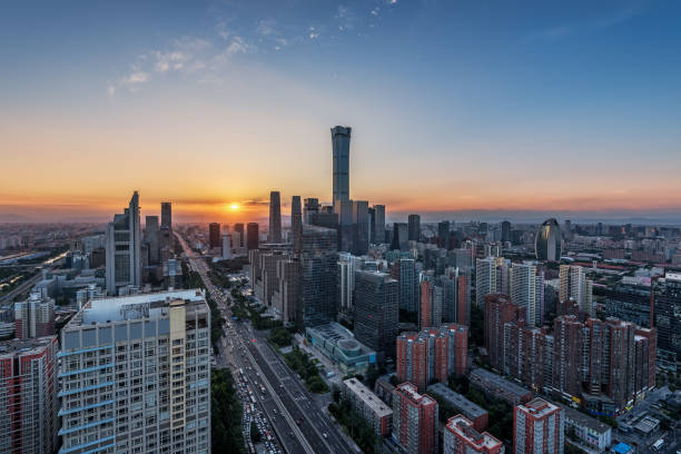 istock Beijing CBD skyline sunset, night 1029323118