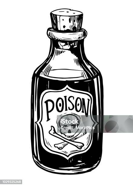 Bottles With Potions Poison Hand Drawn Illustration Converted To Vector Stock Illustration - Download Image Now