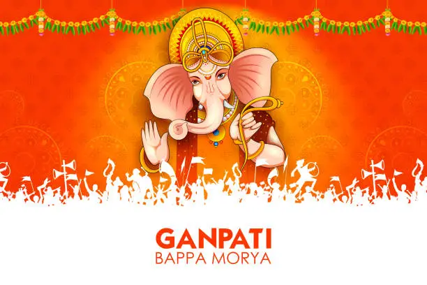 Vector illustration of illustration of Lord Ganpati background for Ganesh Chaturthi festival of India