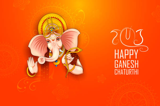 인도의 ganesh chaturthi 축제에 대 한 주 님 ganpati 배경 - ganesh festival stock illustrations