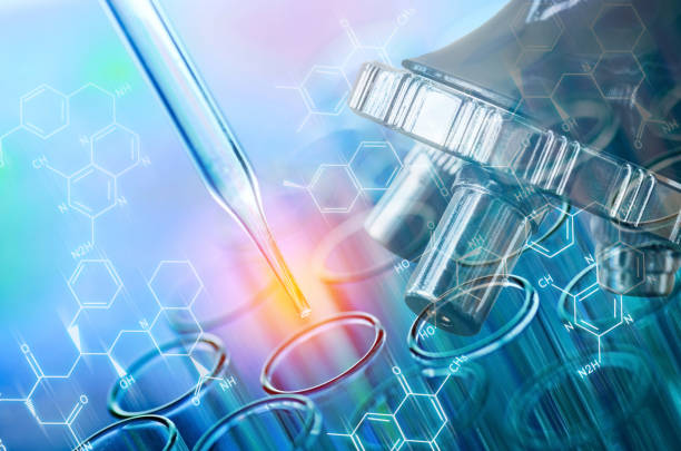 istock Digital Composite Image Of Scientific Experiment Over Atoms 1029361076