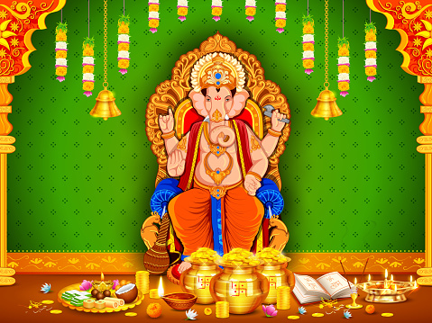 Lord Ganpati Background For Ganesh Chaturthi Festival Of India Stock  Illustration - Download Image Now - iStock