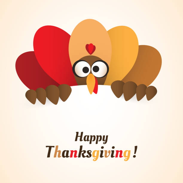 illustrazioni stock, clip art, cartoni animati e icone di tendenza di modello di design della carta del ringraziamento felice - turkey