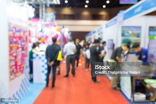 Abstract Blurred Event Exhibition With People Background Business Convention Show Concept Stock Photo - Download Image Now