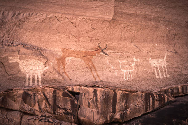 cultura anasazi petroglyphs - cave painting indigenous culture art arizona fotografías e imágenes de stock