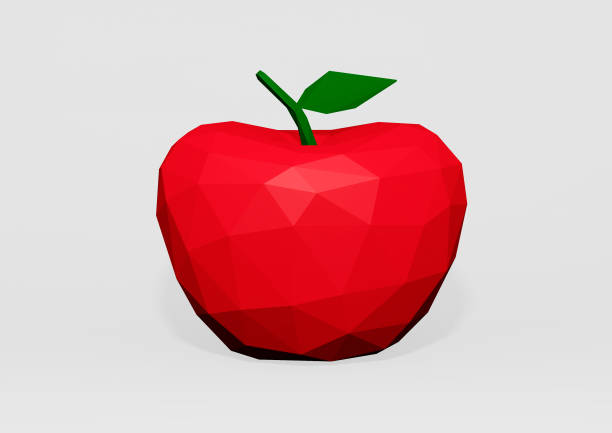 istock close-up low poly apple isolated on white background, 3D illustration 1029372850