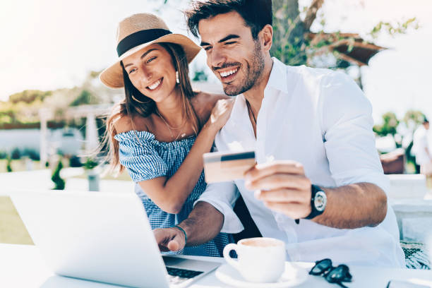 istock Wealthy couple shopping on-line 1029372884