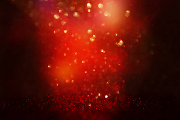 istock Red, black and gold glitter vintage lights background. defocused. 1029392302