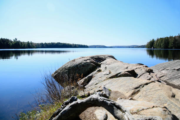 rocks on the lake stock photo