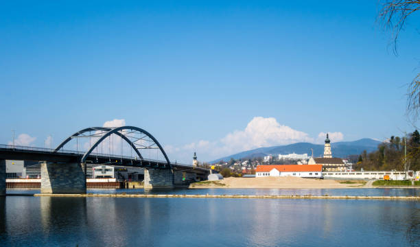 Panorama city view Deggendorf with bridge in Bavaria Germany
