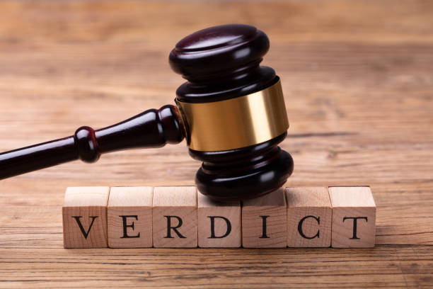 istock Gavel Over Wooden Blocks With Text Verdict 1029427640