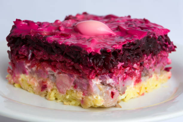 istock Traditional Russian salad - herring under a fur coat. 1029428342