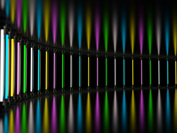 istock Lighting light lamp neon tubes glowing in dark room. 3D 1029436220