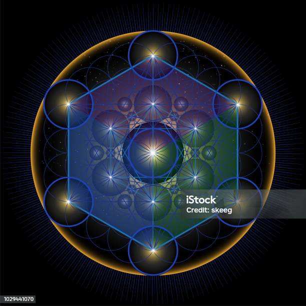 The Merkabah Metatrons Cube Stock Illustration - Download Image Now - Sacred Geometry, Mandala, Cube Shape