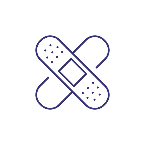 Adhesive plaster line icon. Injury, traumatology, first aid. Medicine concept. Vector illustration can be used for topics like healthcare, pharmacy, medical care