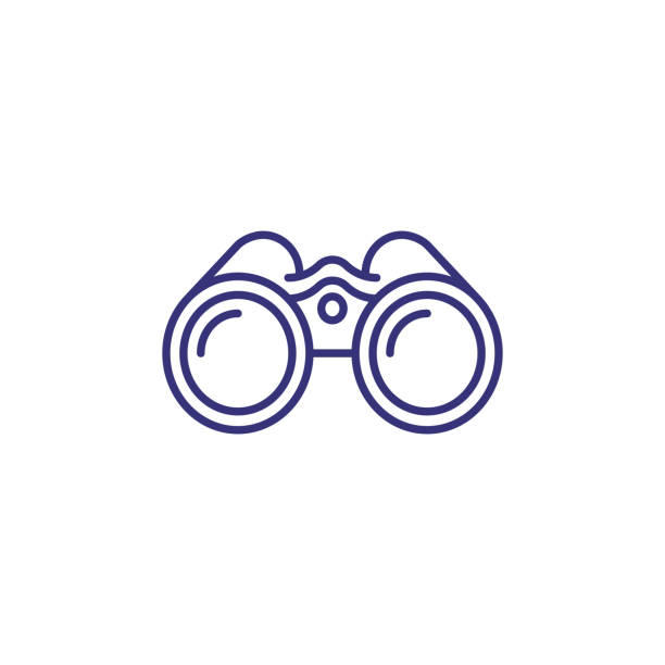 ilustrații de stoc cu pictograma liniei binoclului - efect de apropiere