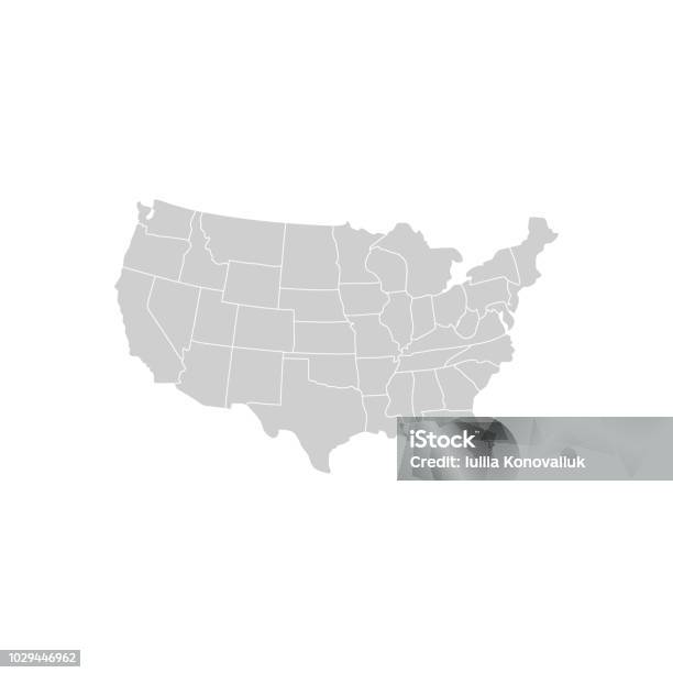 Usa Map Vector Stock Illustration - Download Image Now - USA, Map, Gray Color