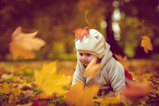 istock Happy baby boy in autumn 1029451338