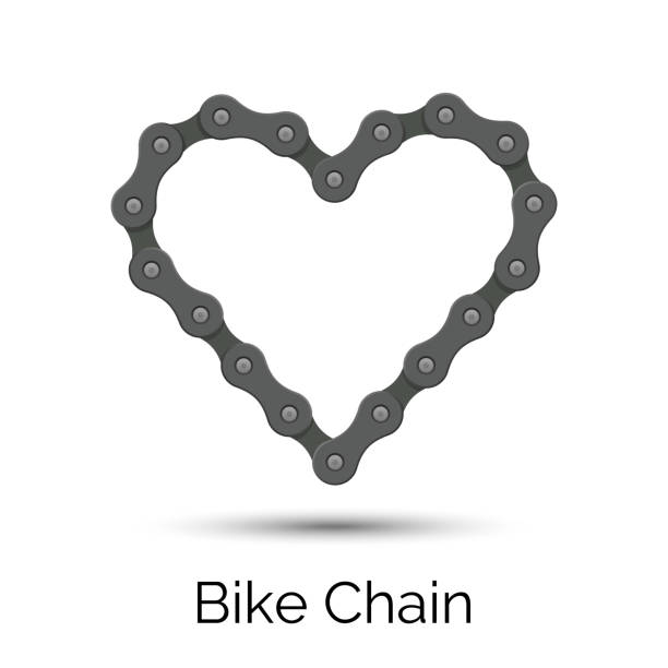 istock Heart created from a bicycle chain. Bike chain heart shape. 1029457874