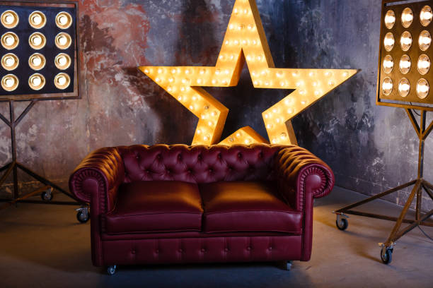 sofa stern lampe - armchair chair leather black stock-fotos und bilder
