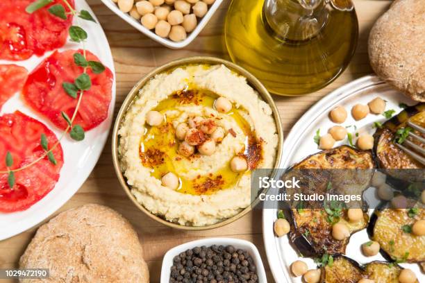 Hummus Meal Stock Photo - Download Image Now - Food, Syria, Syrian Culture