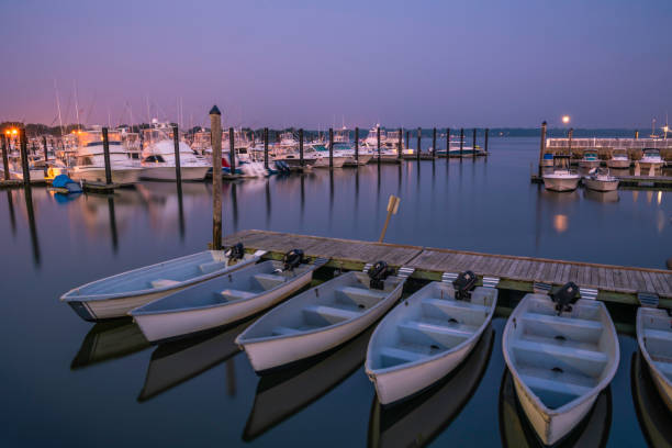 Belmar marina at dawn stock photo
