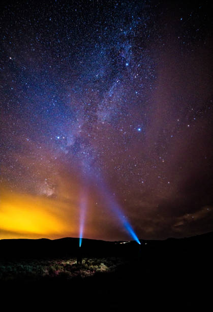 istock Light Beams and Milky Way Galaxy Landscape Scenic 1029481738