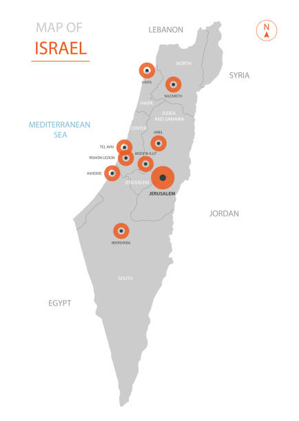 карта израиля с административными подразделениями. - israel map cartography jerusalem stock illustrations