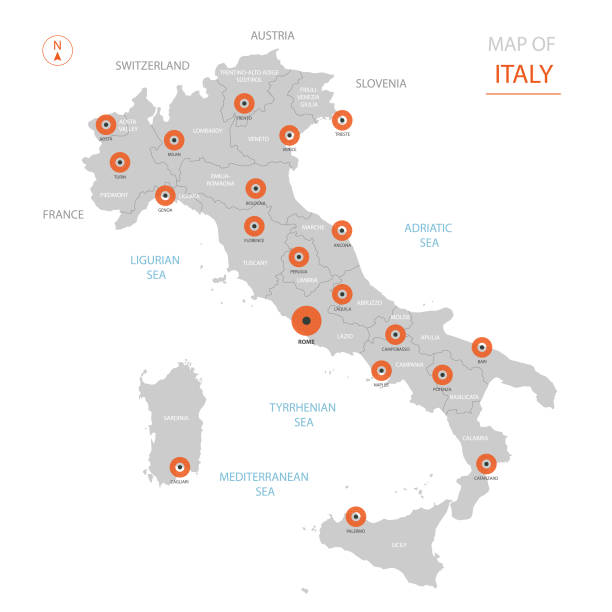管理部門とイタリアの地図。 - symbol infographic circle vector点のイラスト素材／クリップアート素材／マンガ素材／アイコン素材