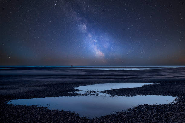istock Vibrant Milky Way composite image over landscape of beach at low tide 1029482412
