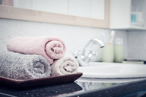 istock Stack of towels  in the bathroom 1029492740