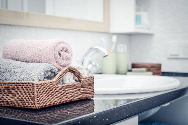 istock Stack of towels  in the bathroom 1029492750