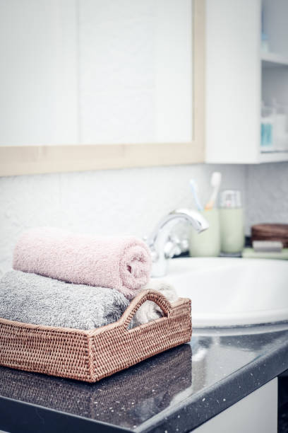 istock Stack of towels  in the bathroom 1029492766