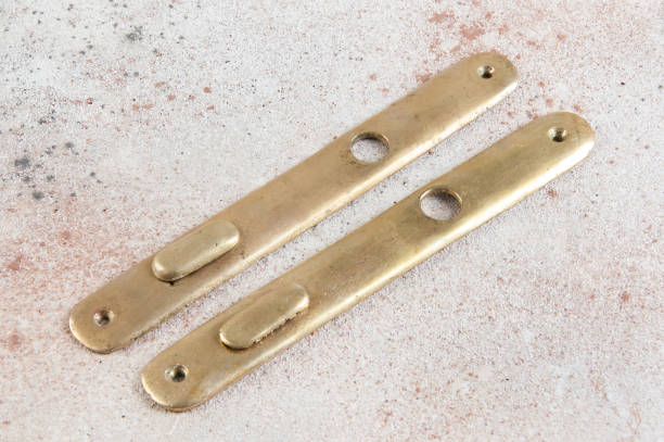 istock Vintage brass key and handle holes cover 1029494036