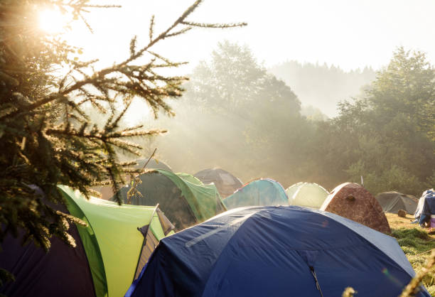 istock Tourist tents camp 1029502398
