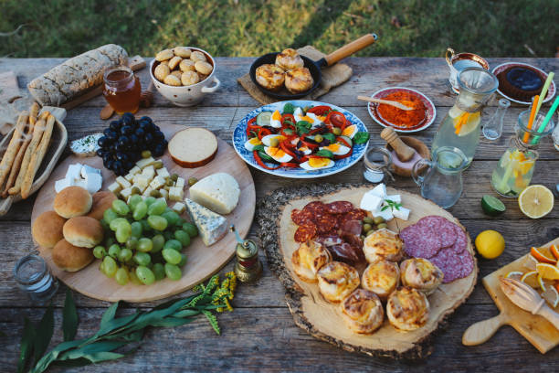 istock High angle image of a rustic, wooden food table 1029502422
