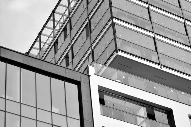 istock Modern apartment building exterior. Black and white. 1029511224