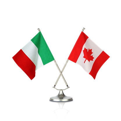 Two crossed national flags on white background