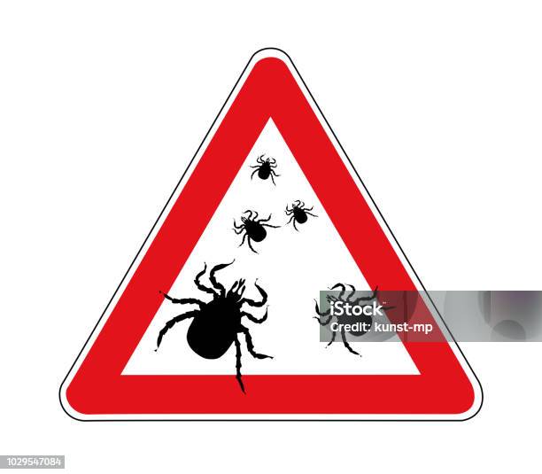 Sign Caution Ticks Stock Illustration - Download Image Now - Allergy, Animals Hunting, Biting