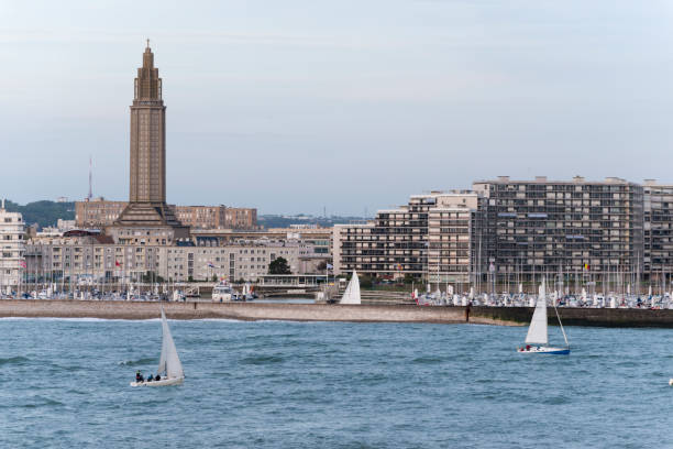 Sailing in Le Havre, France stock photo